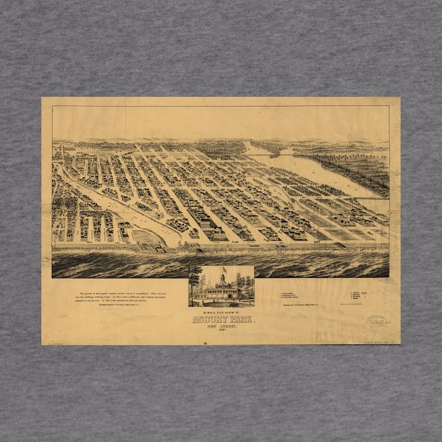 Vintage Pictorial Map of Asbury Park NJ (1881) by Bravuramedia